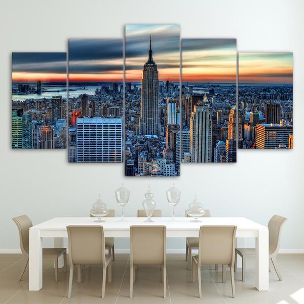 New York City Skyline Cityscape Nature Canvas Wall Art