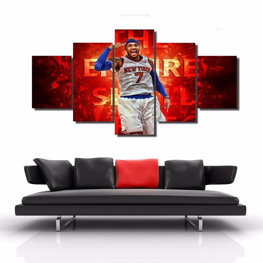 New York Knicks Carmelo Anthony Poster  Basketball Canvas Wall Art