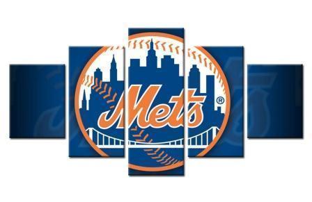 New York Mets Logo Poster  Baseball Canvas Wall Art