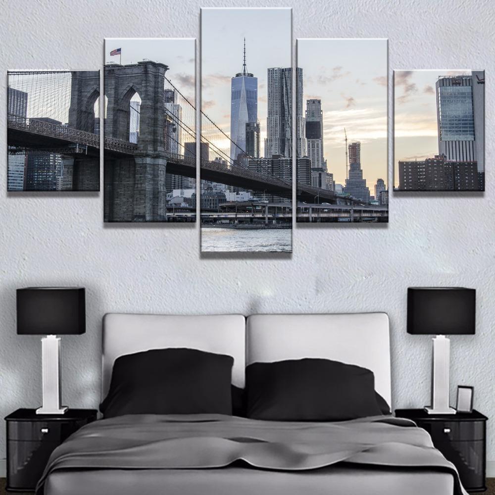 New York With Skyscrapers City Canvas Wall Art