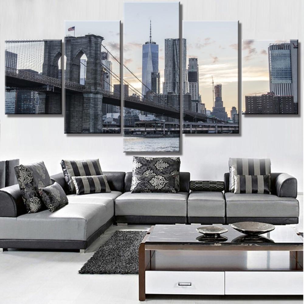 New York With Skyscrapers City Canvas Wall Art