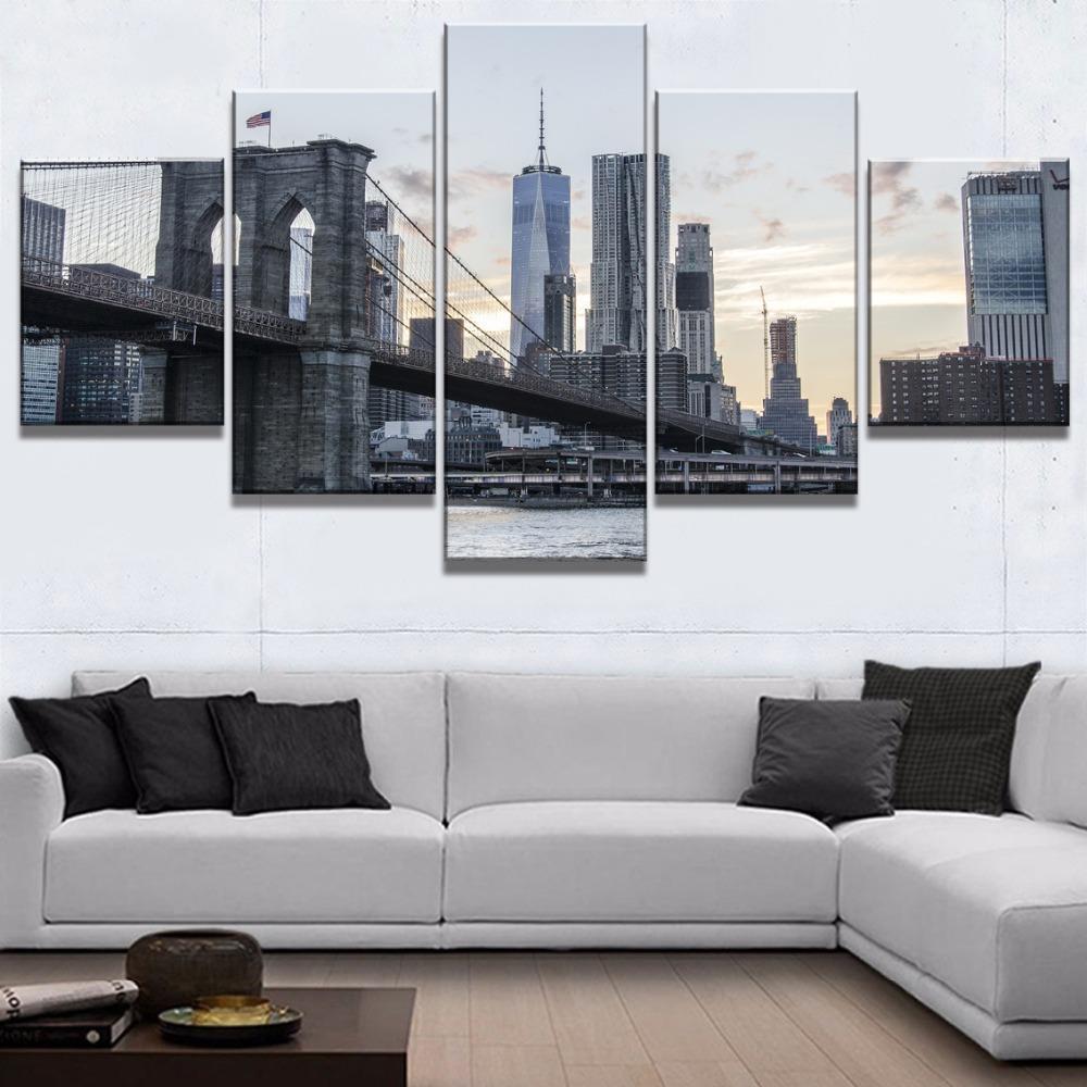 New York With Skyscrapers City Canvas Wall Art