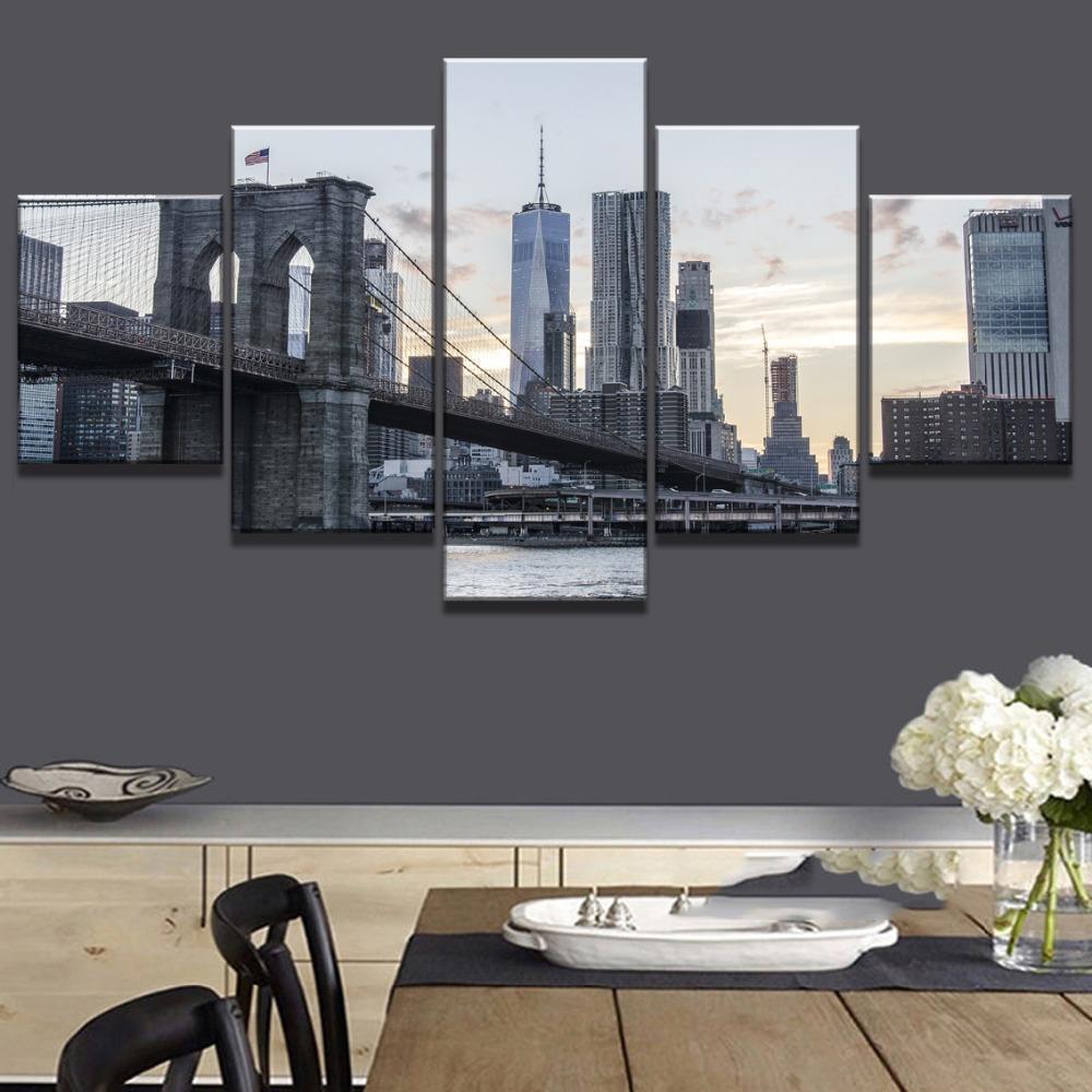 New York With Skyscrapers City Canvas Wall Art