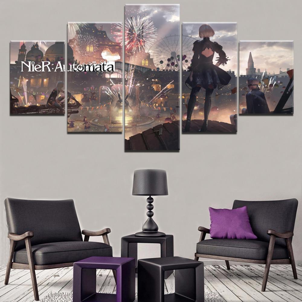 NieR Automata Amusement Park Gaming Canvas Wall Art