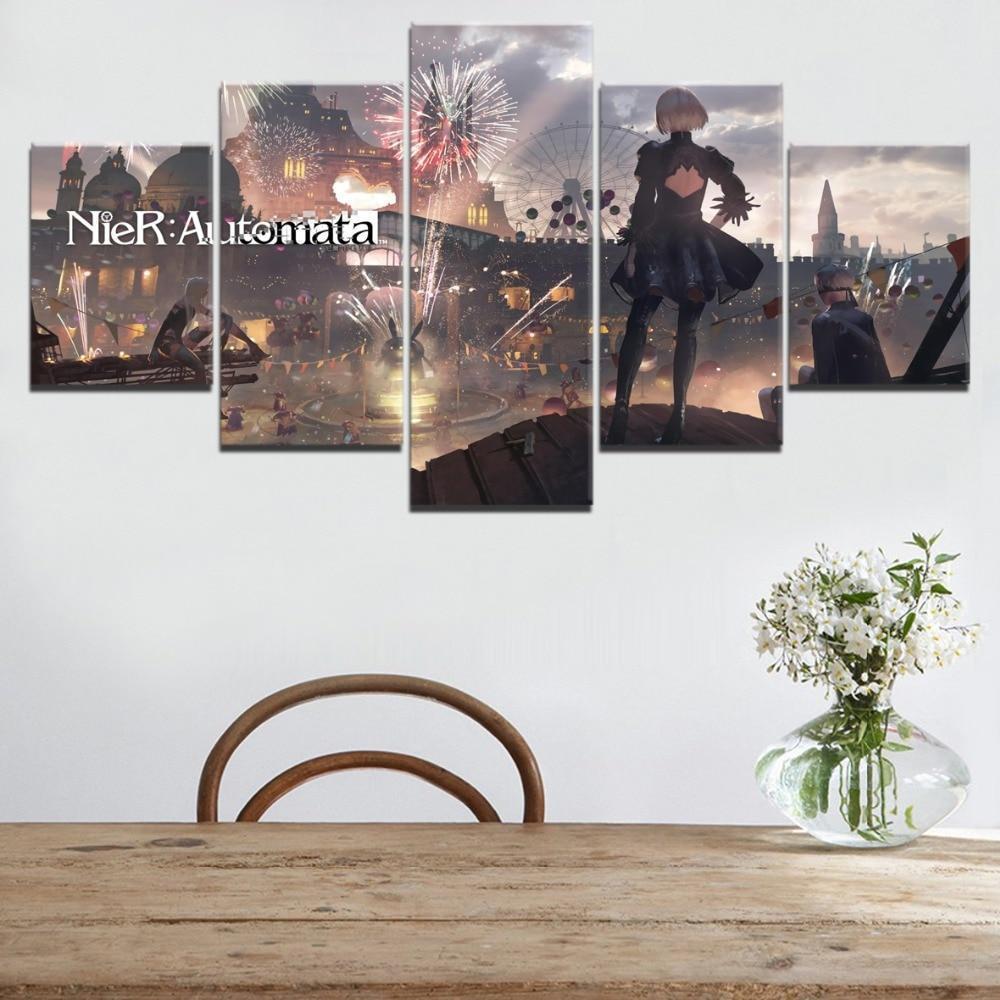 NieR Automata Amusement Park Gaming Canvas Wall Art