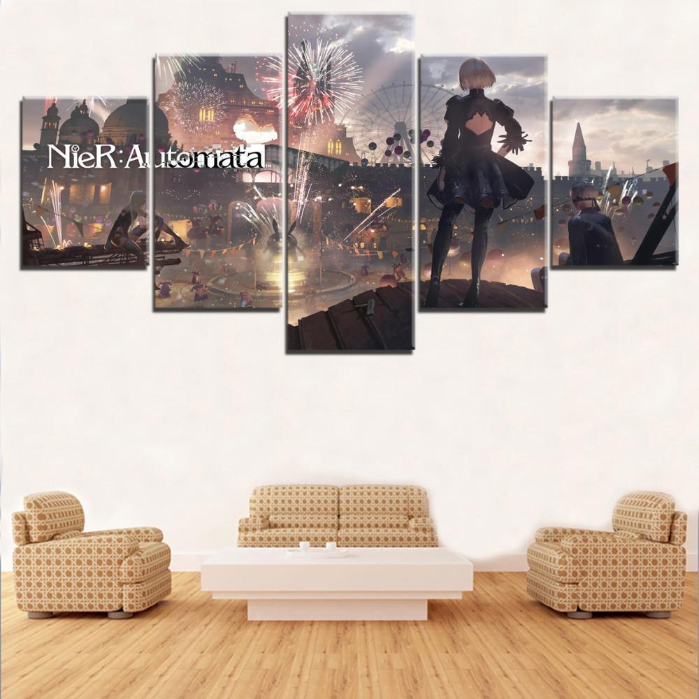 NieR Automata Amusement Park Gaming Canvas Wall Art