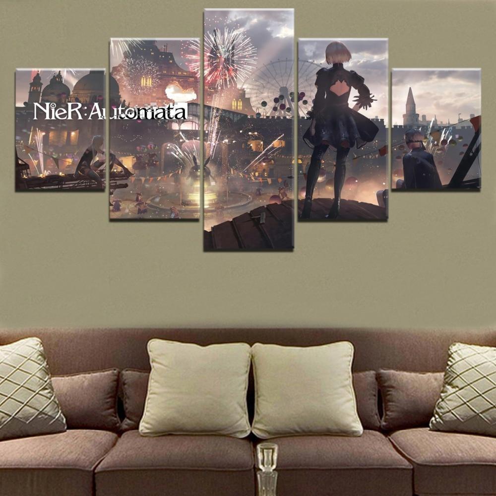 NieR Automata Amusement Park Gaming Canvas Wall Art