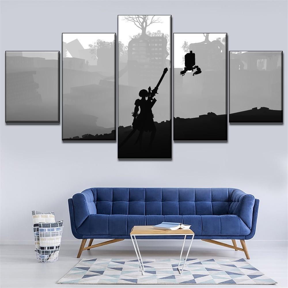 NieR Automata Black Shadow Poster Gaming Canvas Wall Art