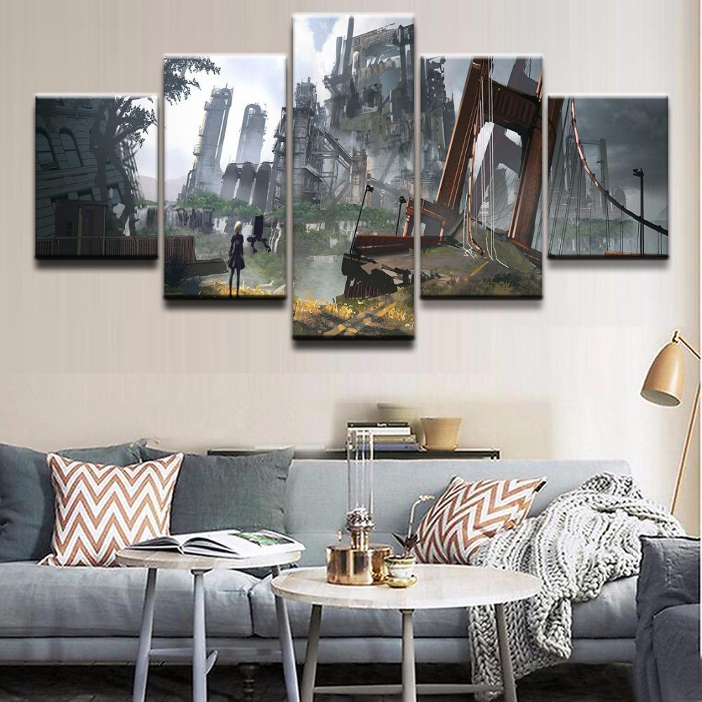 NieR Automata Building Gaming Canvas Wall Art