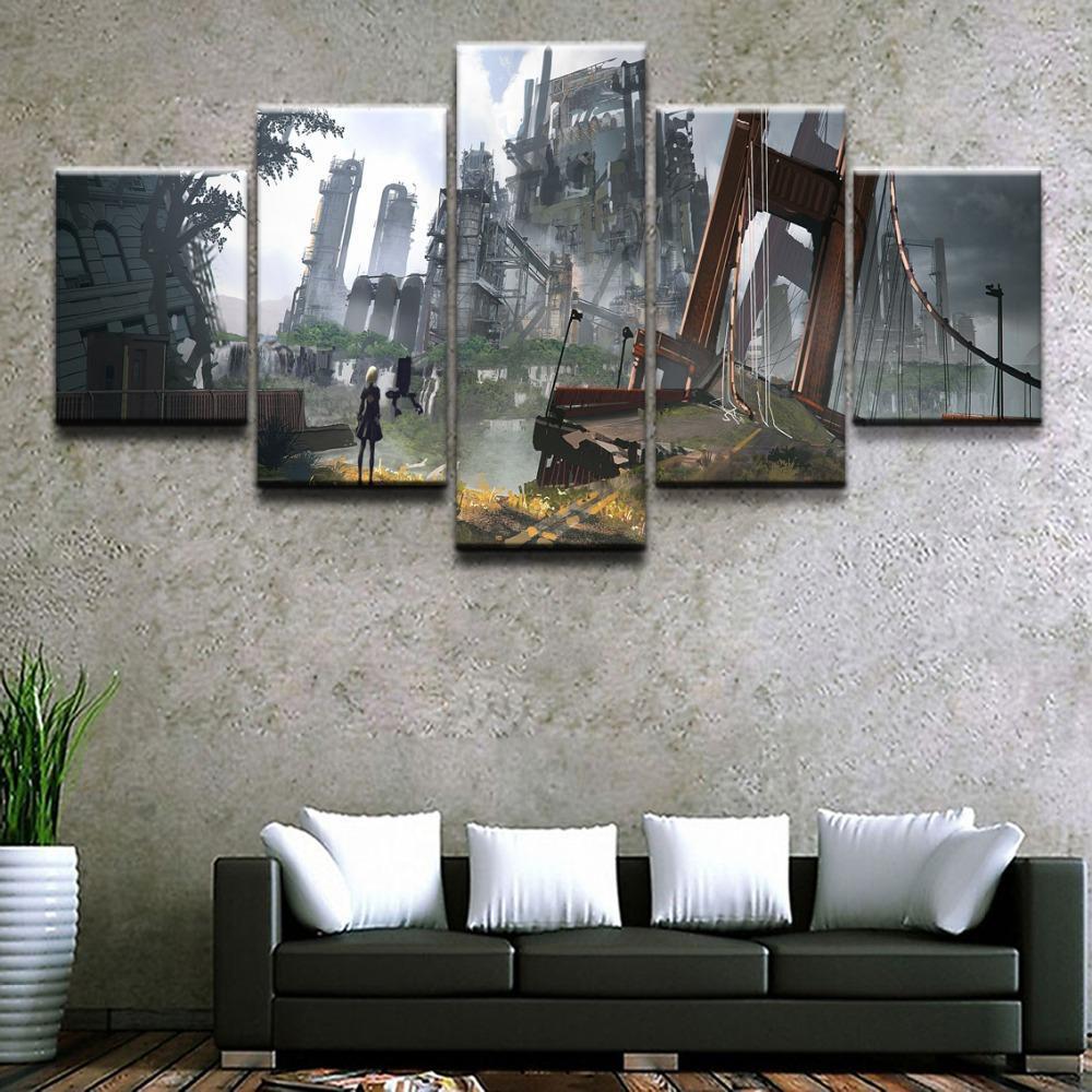 NieR Automata Building Gaming Canvas Wall Art