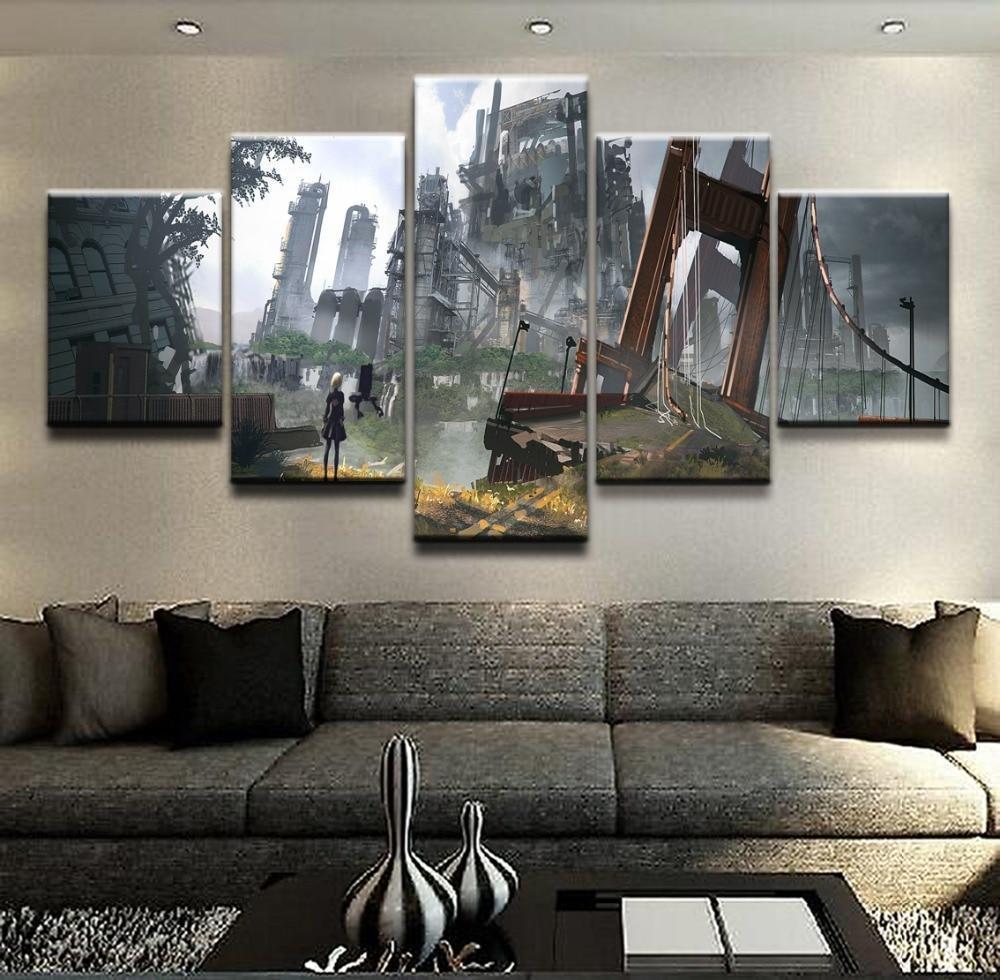 NieR Automata Building Gaming Canvas Wall Art