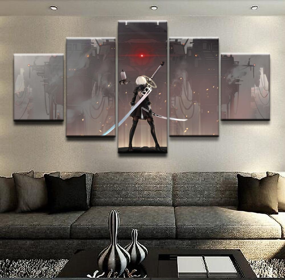 NieR Automata YoRHa 2B Poster 4 Gaming Canvas Wall Art