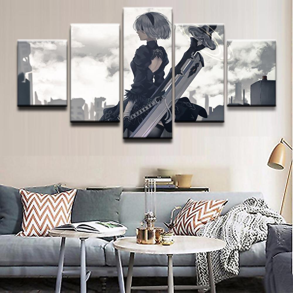 NieR Automata YoRHa 2B Poster 5 Gaming Canvas Wall Art