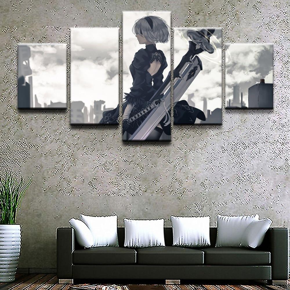 NieR Automata YoRHa 2B Poster 5 Gaming Canvas Wall Art