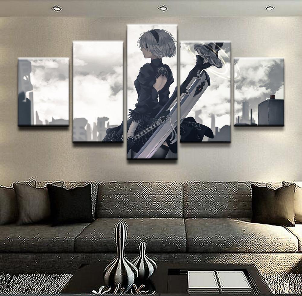 NieR Automata YoRHa 2B Poster 5 Gaming Canvas Wall Art