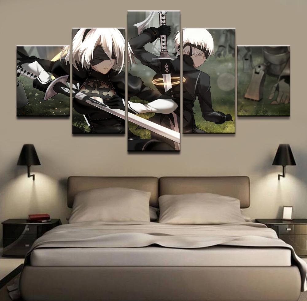 NieR Automata YoRHa 2B &amp;amp; 9S Battle Gaming Canvas Wall Art