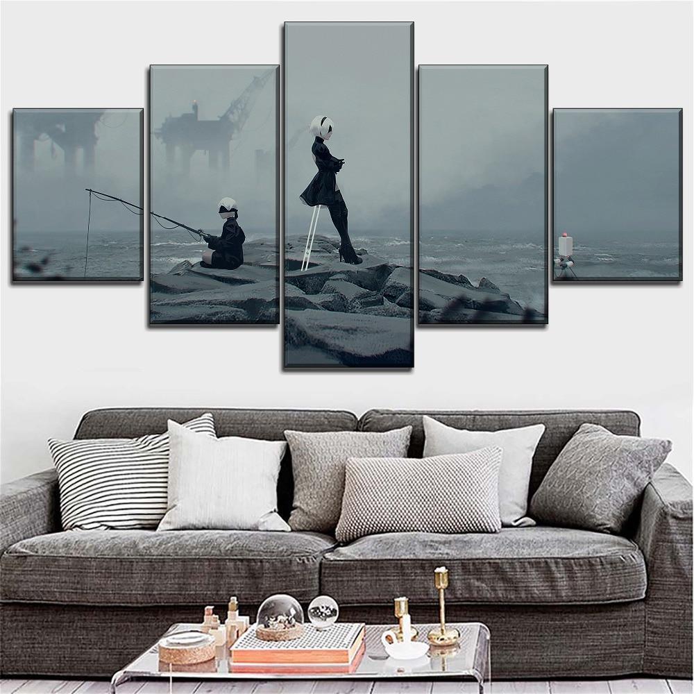 NieR Automata Couple Romantic Scene Gaming Canvas Wall Art