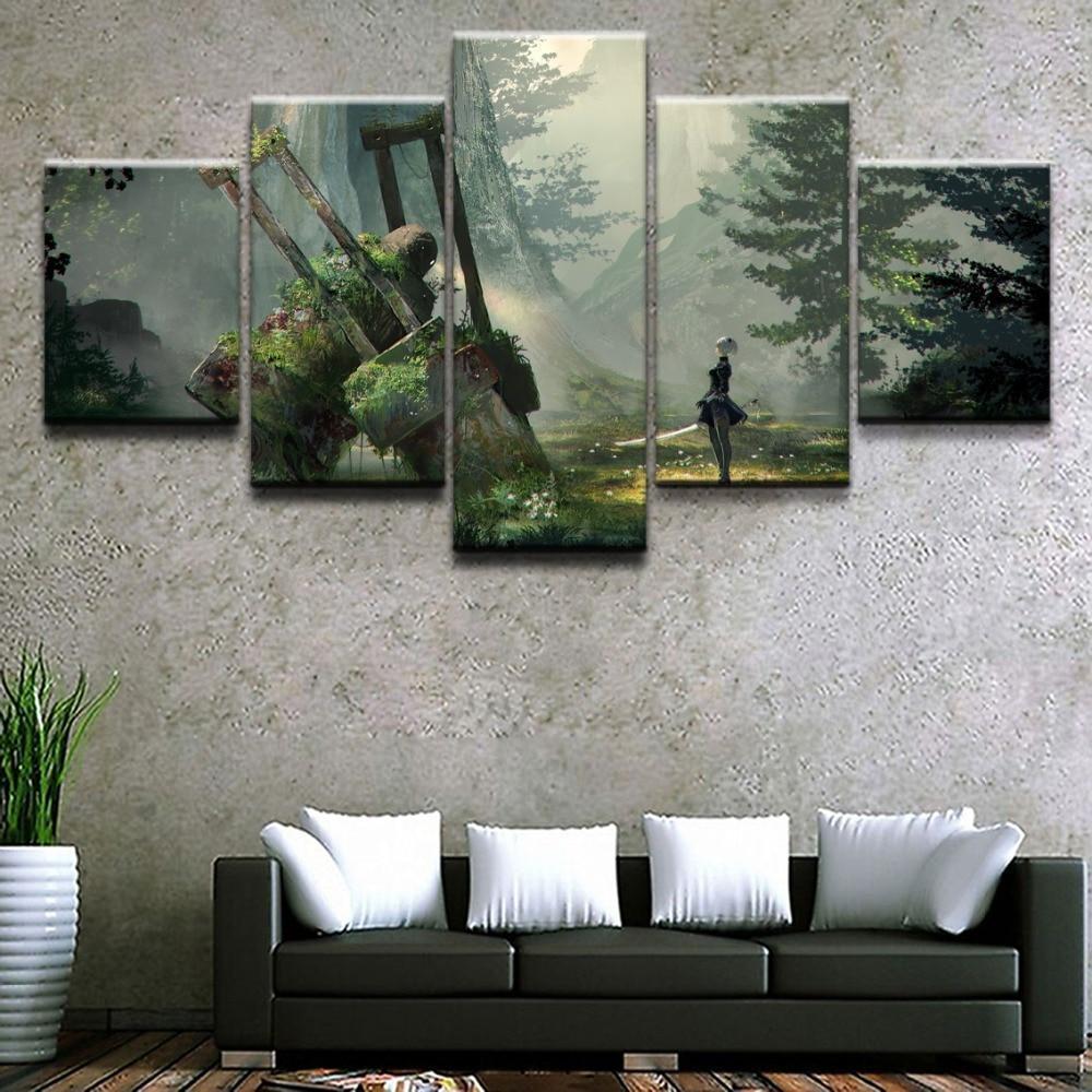 NieR Automata YoRHa 2B In The Forest Gaming Canvas Wall Art