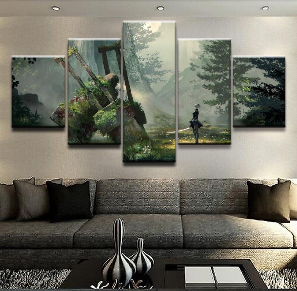 NieR Automata YoRHa 2B In The Forest Gaming Canvas Wall Art