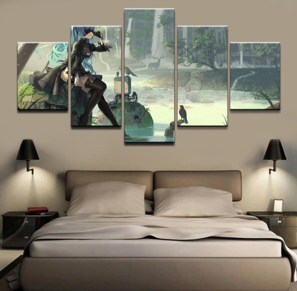 NieR Automata YoRHa 2B On The River Gaming Canvas Wall Art