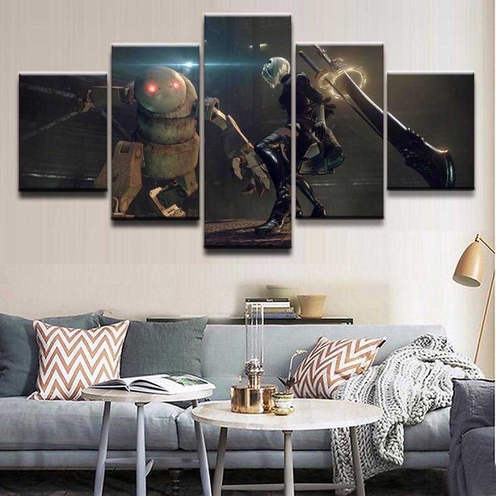 NieR Automata Robot Battle Gaming Canvas Wall Art