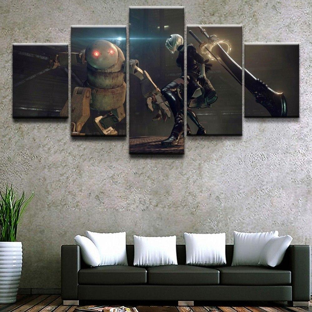 NieR Automata Robot Battle Gaming Canvas Wall Art