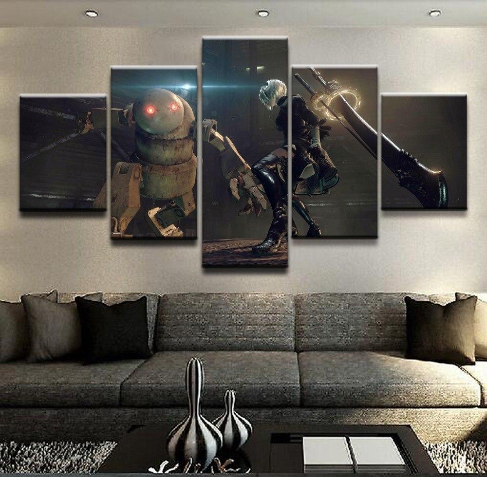 NieR Automata Robot Battle Gaming Canvas Wall Art