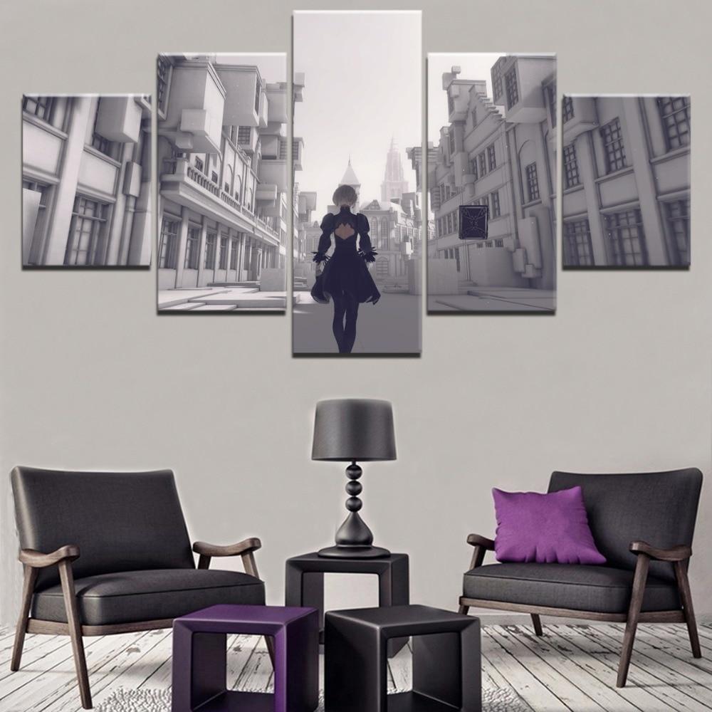 NieR Automata Walking In The Street Gaming Canvas Wall Art