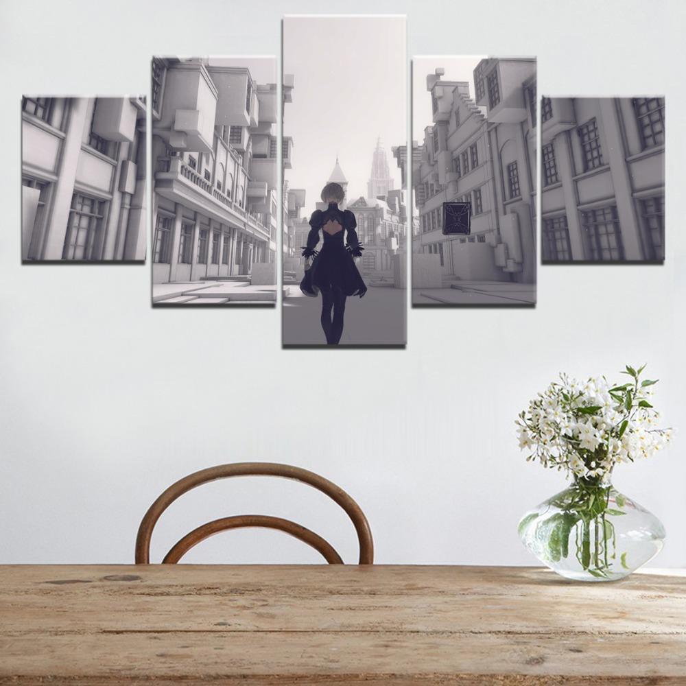 NieR Automata Walking In The Street Gaming Canvas Wall Art