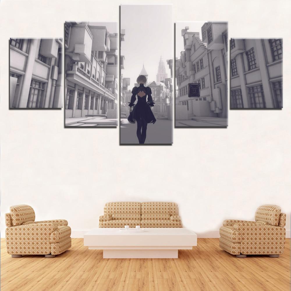 NieR Automata Walking In The Street Gaming Canvas Wall Art