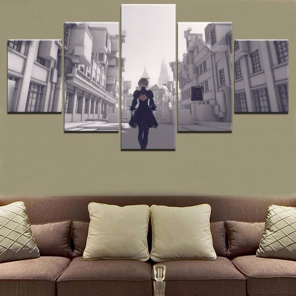 NieR Automata Walking In The Street Gaming Canvas Wall Art