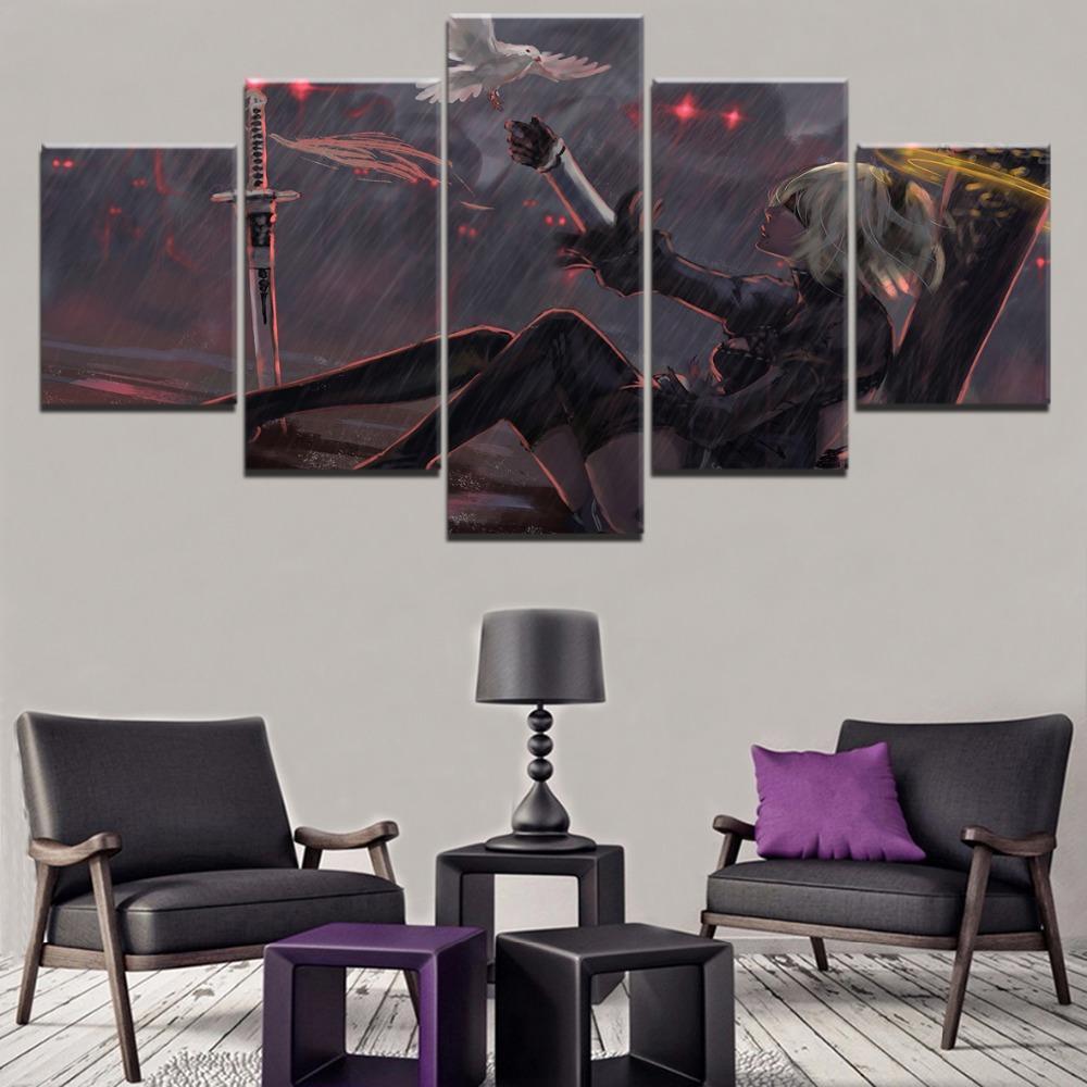 NieR Automata White Bird Touching Gaming Canvas Wall Art