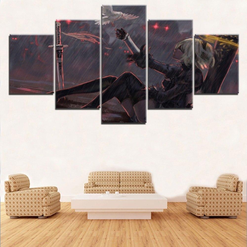 NieR Automata White Bird Touching Gaming Canvas Wall Art