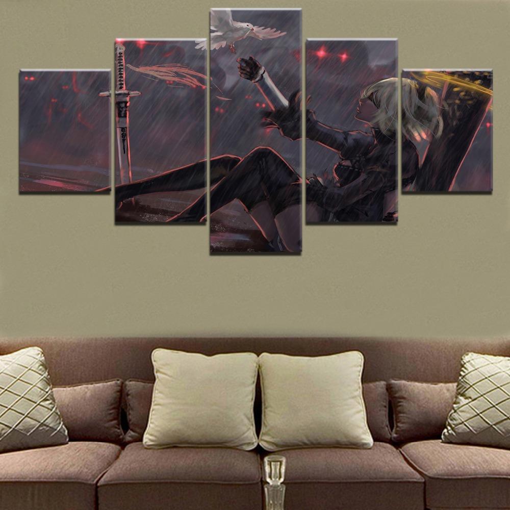 NieR Automata White Bird Touching Gaming Canvas Wall Art