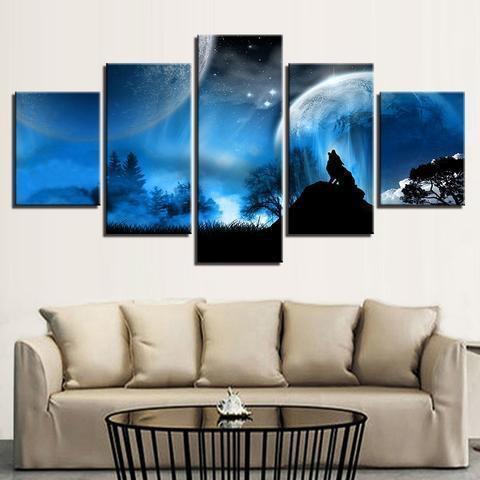Night Animal Wolf Animal Canvas Wall Art