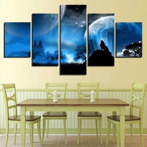 Night Animal Wolf Animal Canvas Wall Art