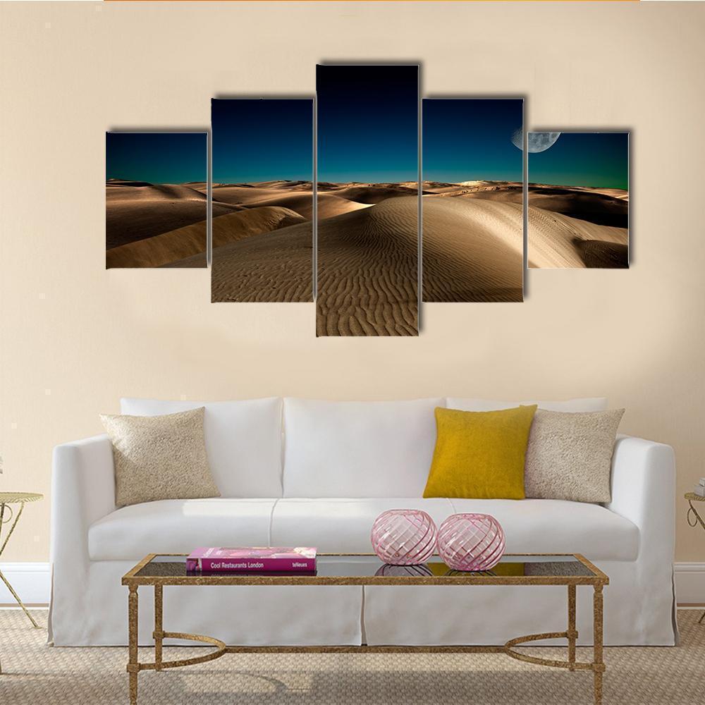 Night In The Desert Sand Dune Nature Canvas Wall Art