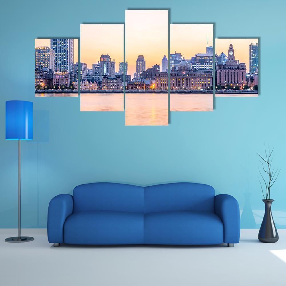 Night View Of The Bund Shanghai Nature Canvas Wall Art