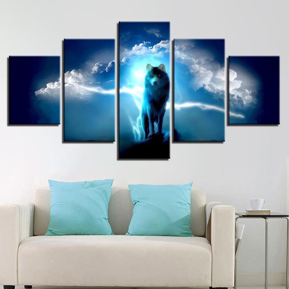 Night Wolf Abstract Animal Canvas Wall Art