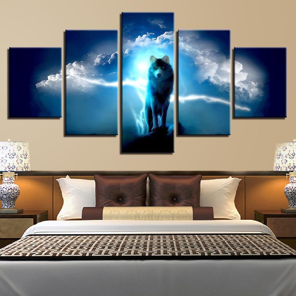 Night Wolf Abstract Animal Canvas Wall Art