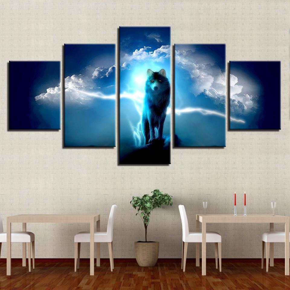 Night Wolf Abstract Animal Canvas Wall Art