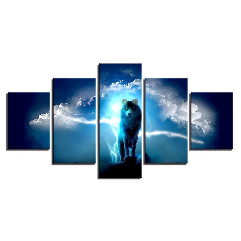 Night Wolf Abstract Animal Canvas Wall Art