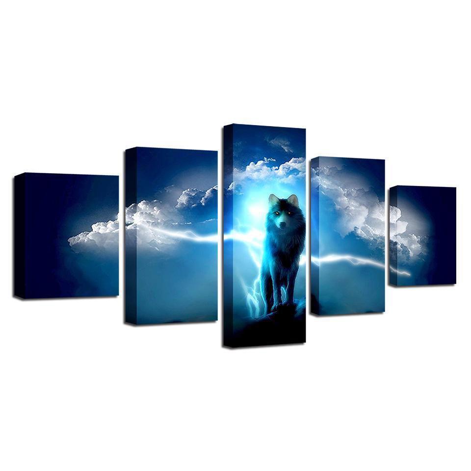 Night Wolf Abstract Animal Canvas Wall Art