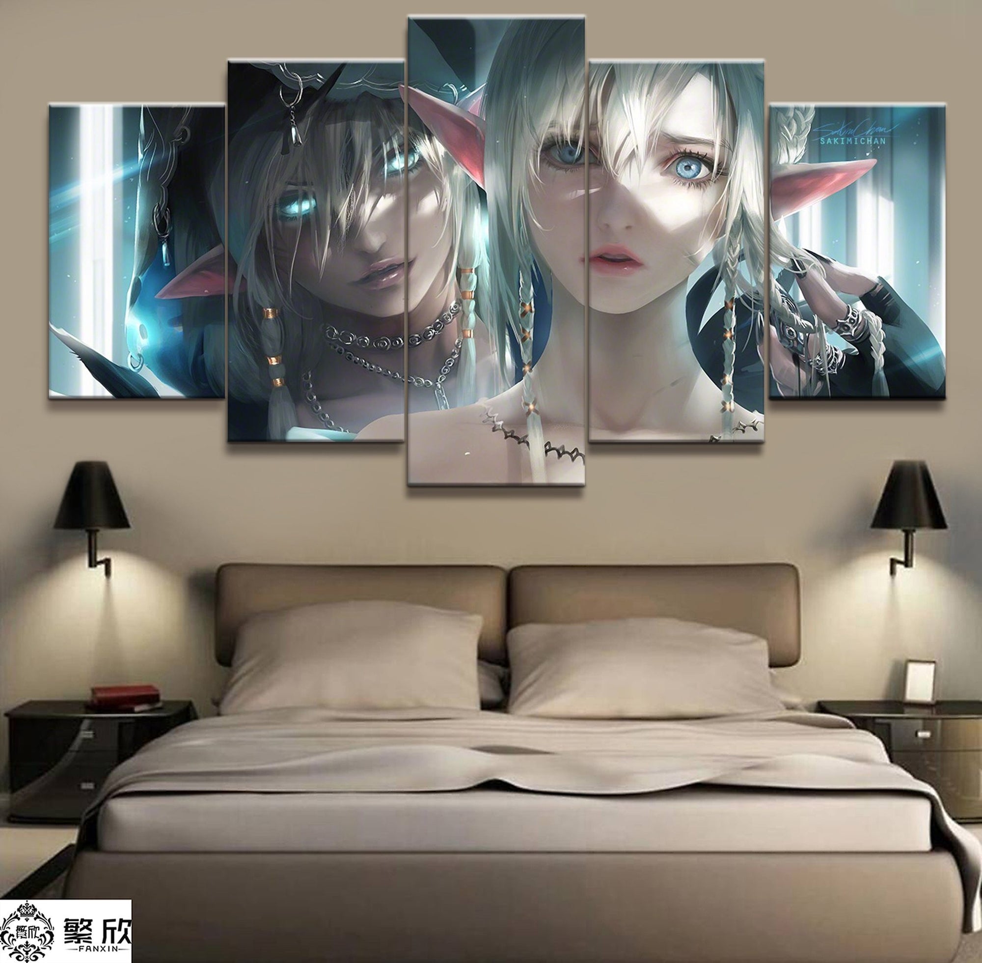 Night World of Warcraft Elf Nature Canvas Wall Art