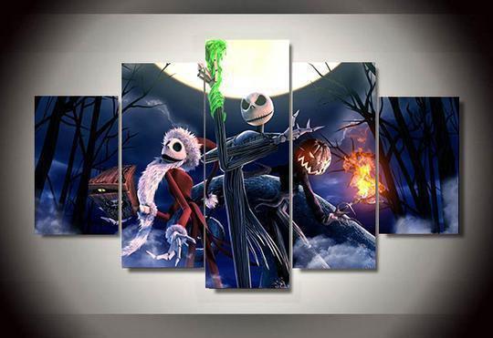 Nightmare Before Christmas Jack Skellington 3 Cartoon Canvas Wall Art