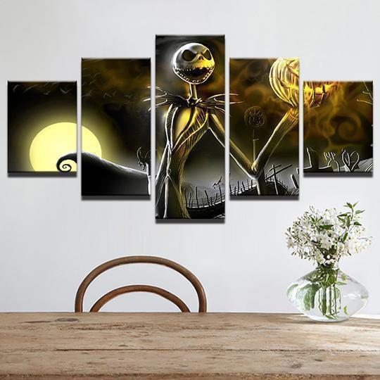 Nightmare Before Christmas Jack Skellington Cartoon Canvas Wall Art