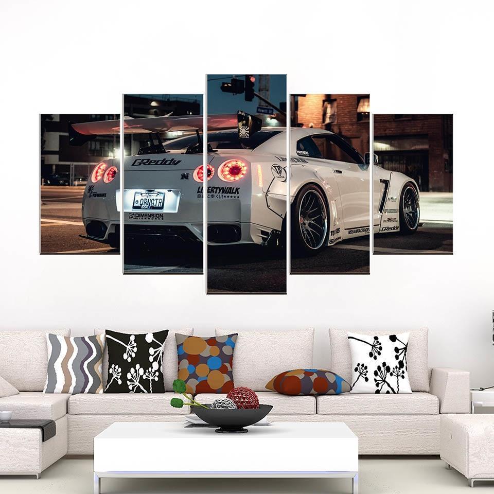 Nissan GTR White Car &amp;amp; Motor Canvas Wall Art