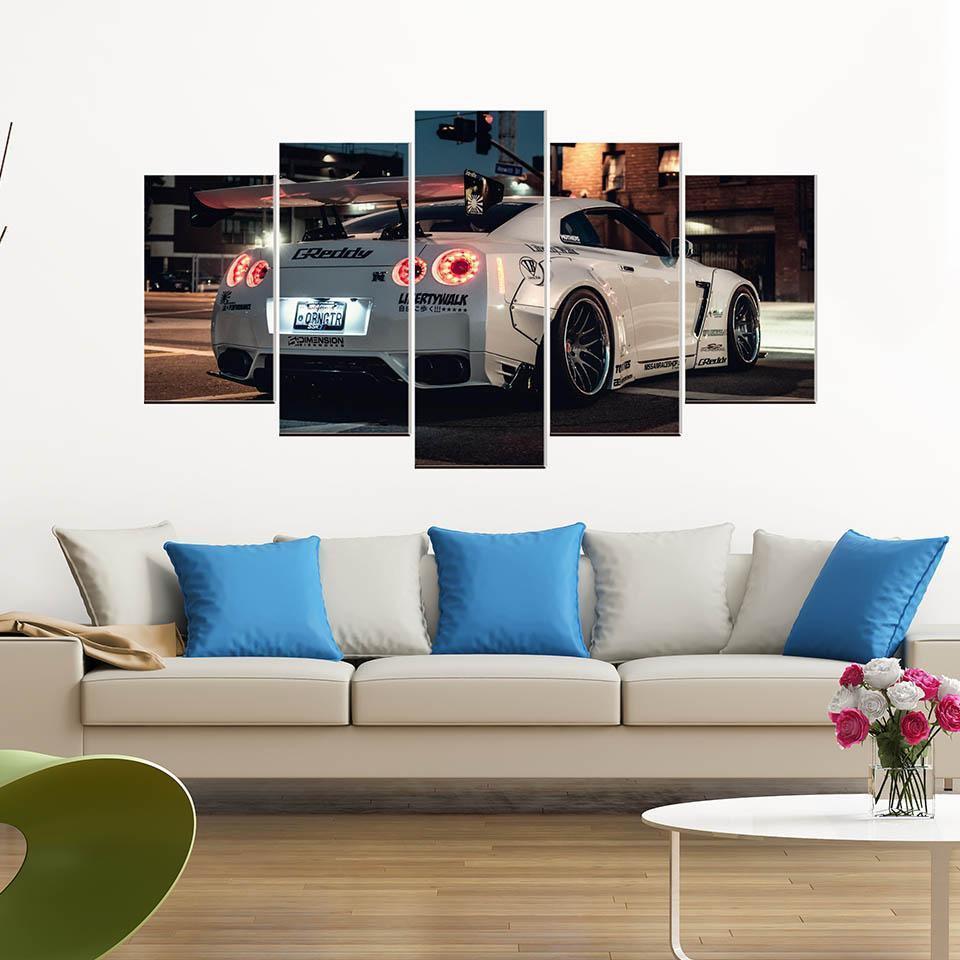 Nissan GTR White Car &amp;amp; Motor Canvas Wall Art