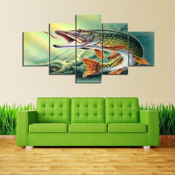 Northern Pike Fishing Canvas Wall Art