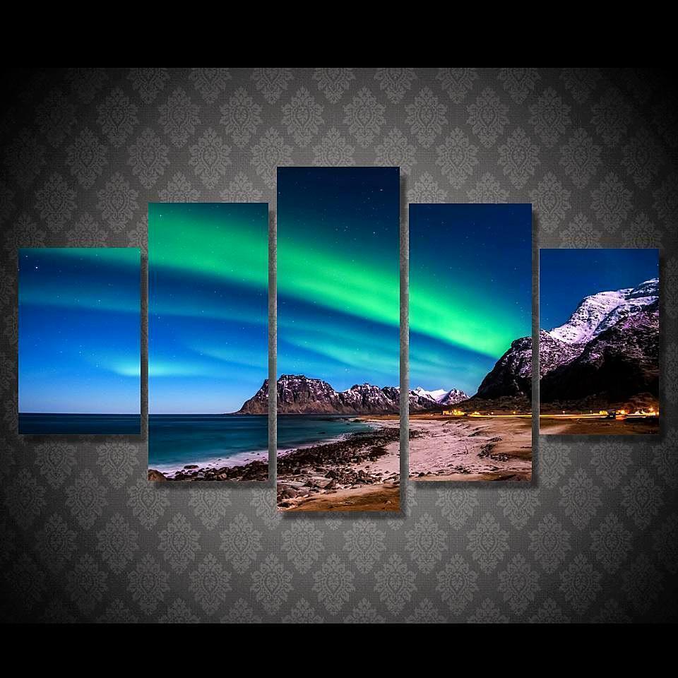 Nothern Light Aurora Space Universe Canvas Wall Art